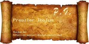 Preszler Ibolya névjegykártya